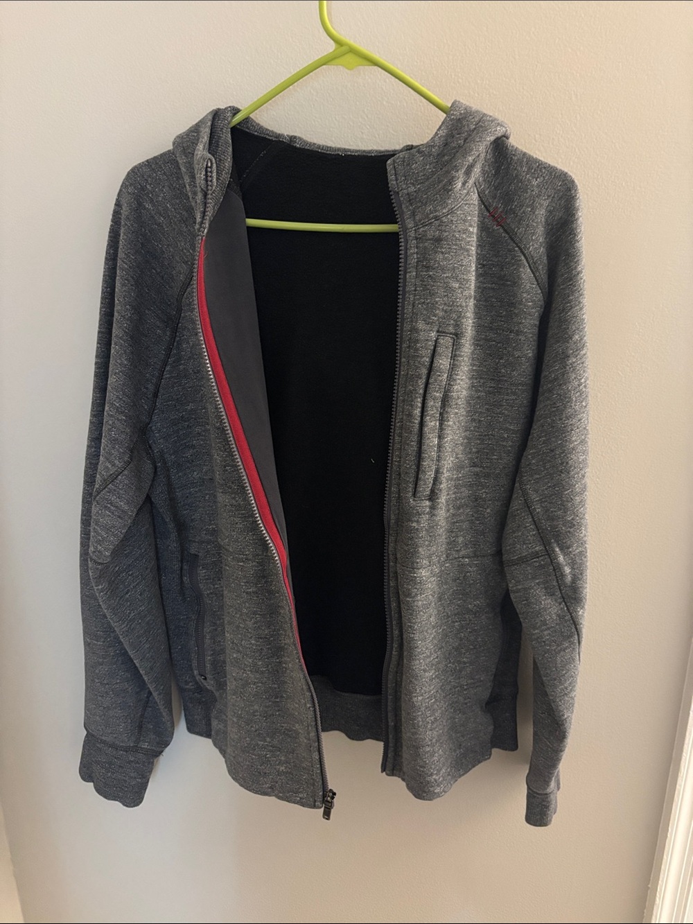 lululemon athletica Gray Hooded Zip Jacket with Pink Trim